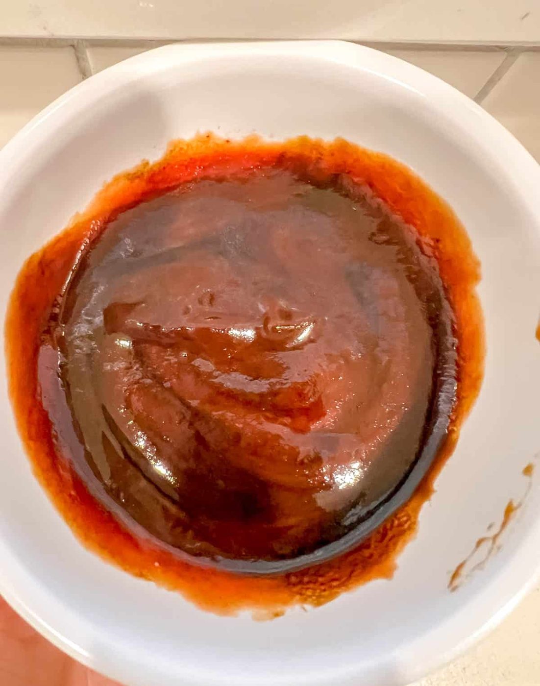Ketchup molasses sauce in a bowl.