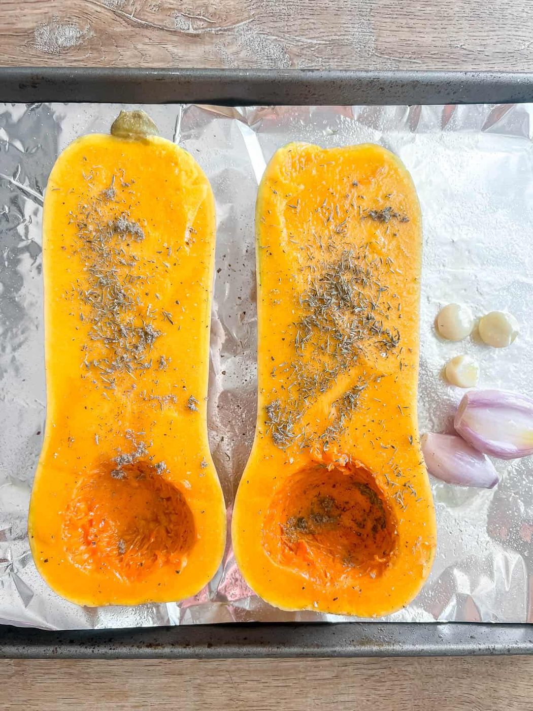 Butternut squash before baking.