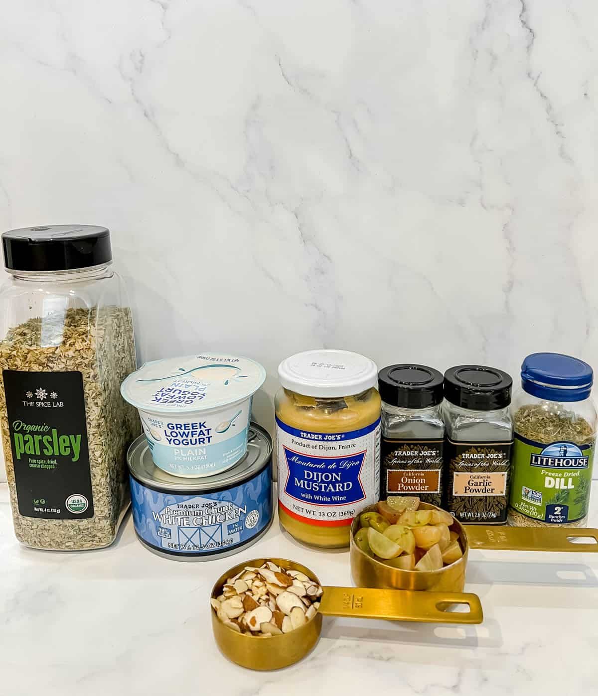 Ingredients needed to make this Greek yogurt chicken salad.
