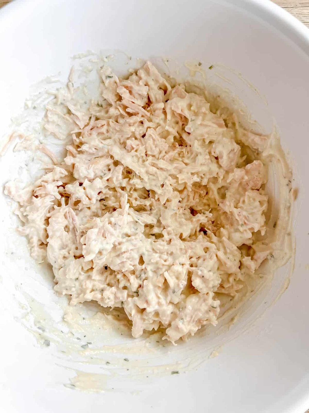 Canned chicken added to the greek yogurt.
