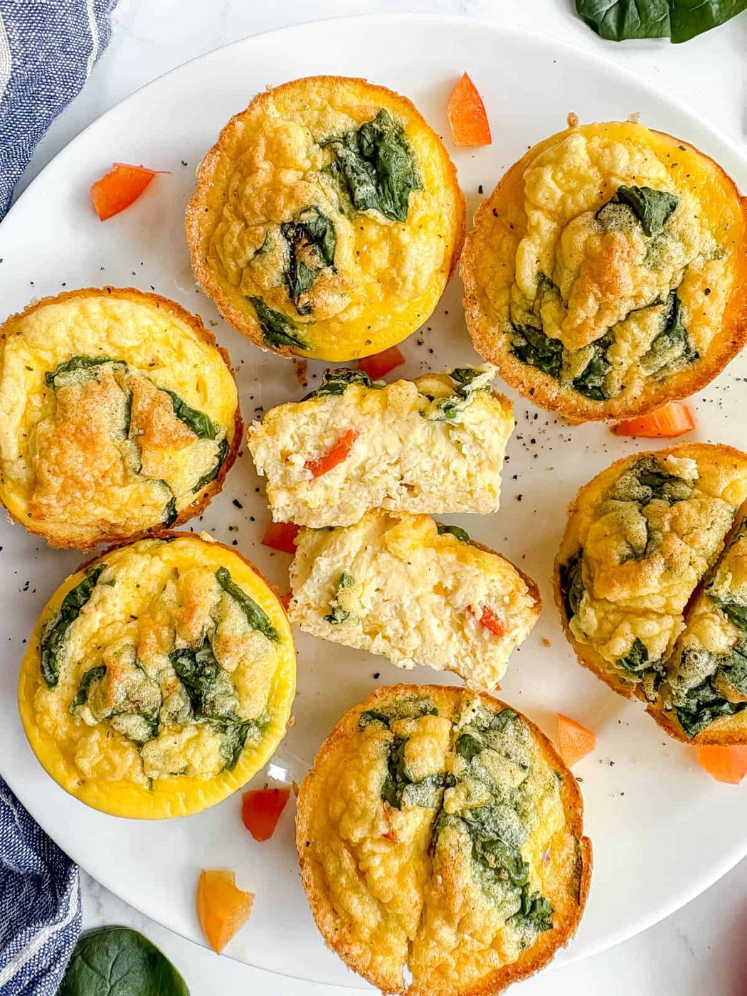 Cottage Cheese, Spinach, and Red Pepper: High Protein Egg Bites