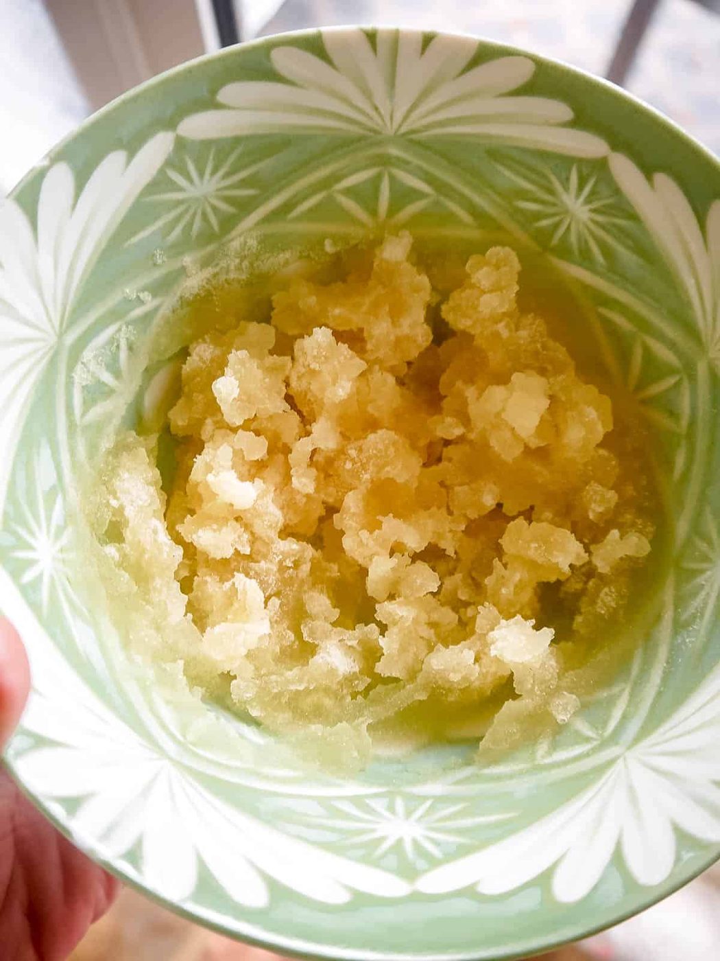 Gelatin in cold water.