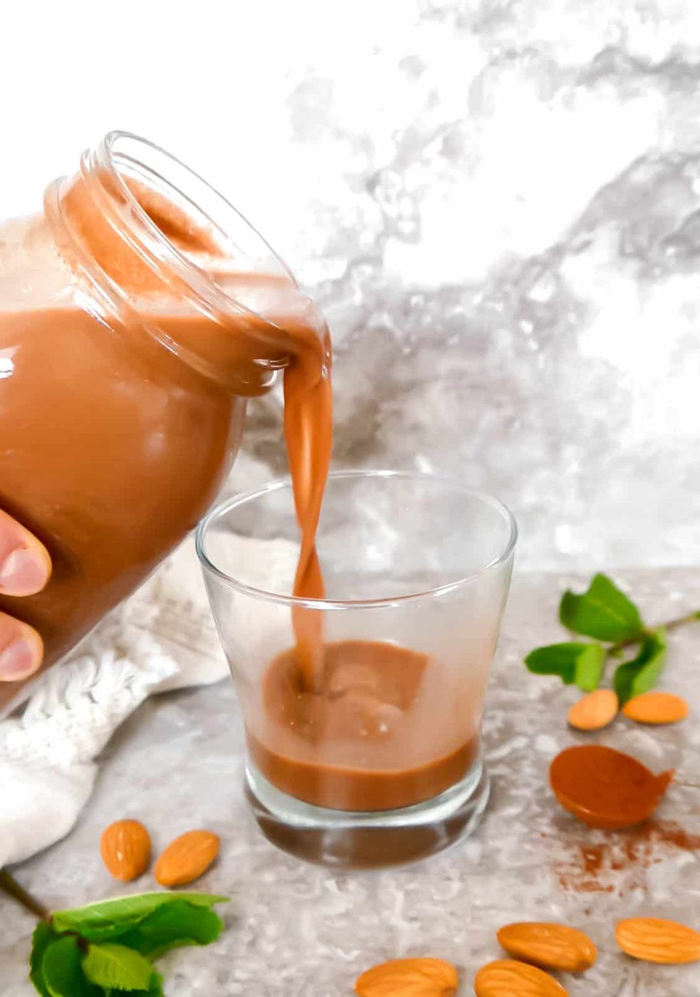 From-scratch Chocolate Mint Almond Milk (Paleo, GF)