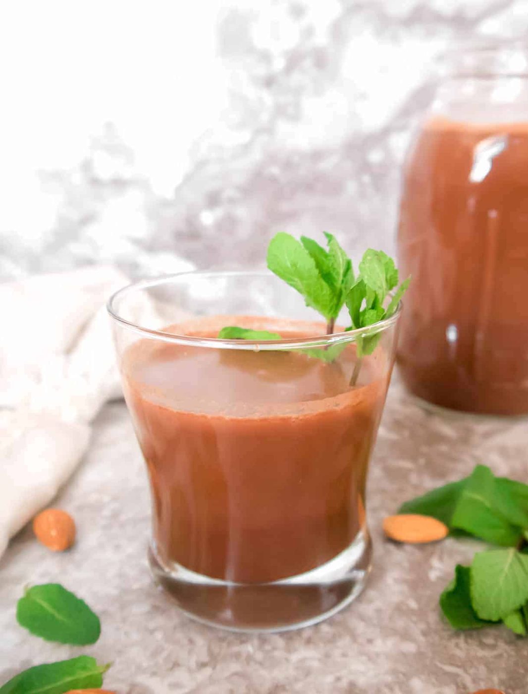 From-scratch Chocolate Mint Almond Milk, Paleo, GF
