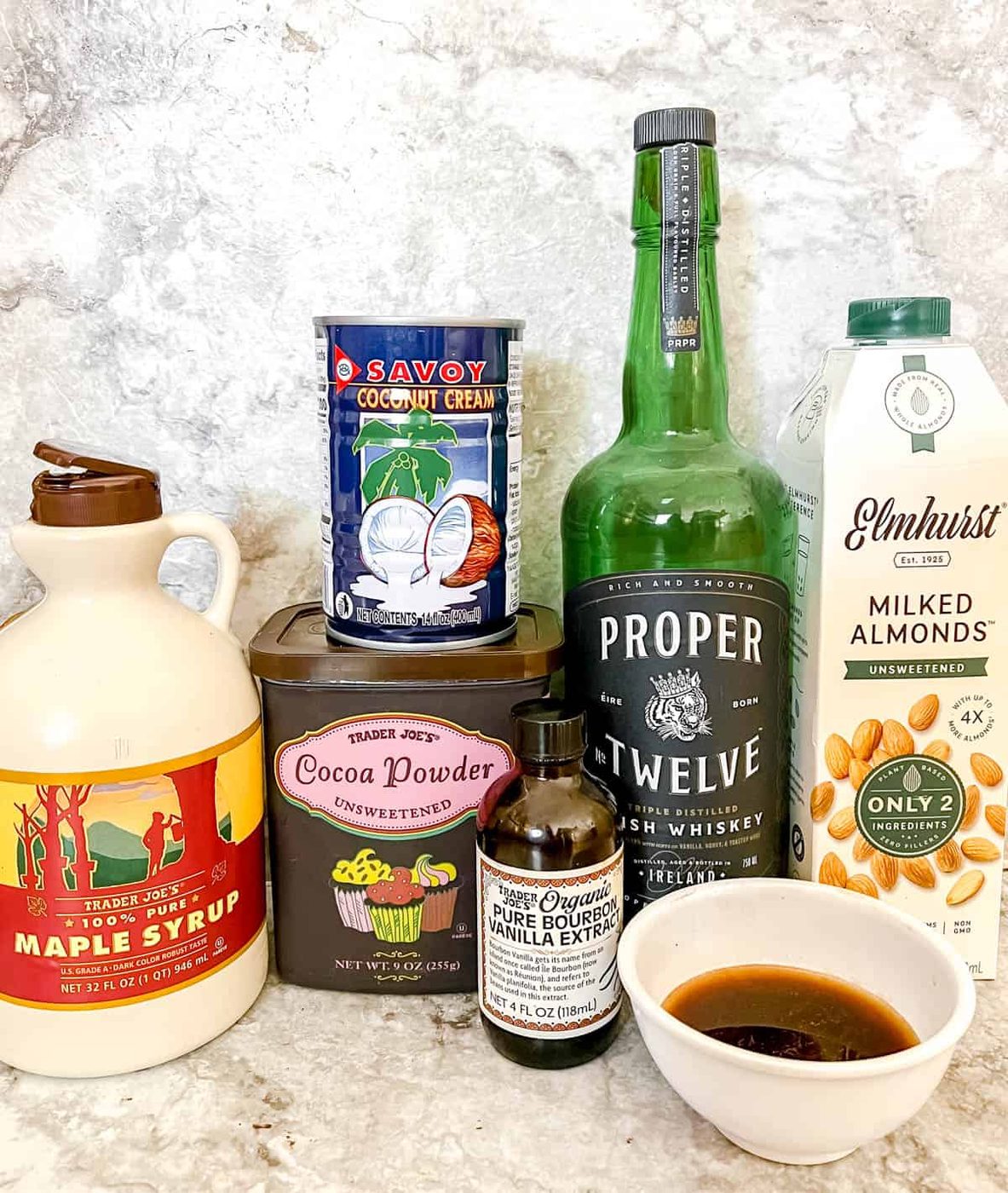 Ingredients needed to make this lighter baileys recipe.