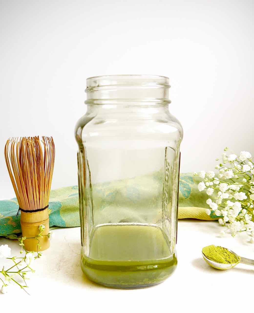 Matcha mixed into hot water.