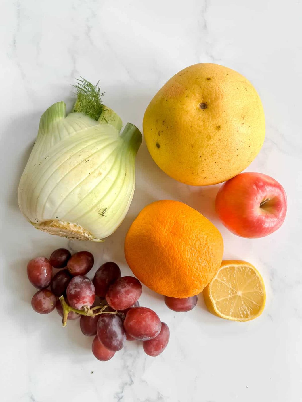 Grape citrus fennel juice ingredients.