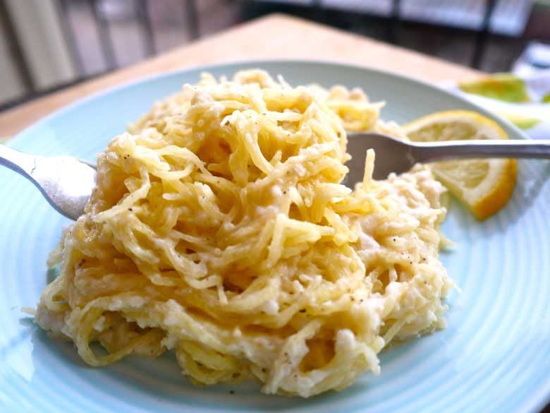 Lemon Alfredo Spaghetti Squash (paleo, GF, dairy-free)