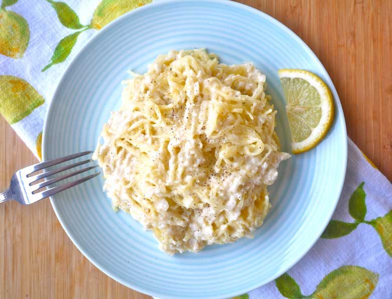 Lemon Alfredo Spaghetti Squash (paleo, GF, dairy-free)