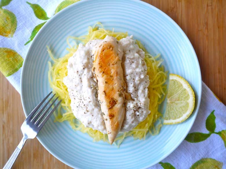 Lemon Alfredo Spaghetti Squash (paleo, GF, dairy-free)