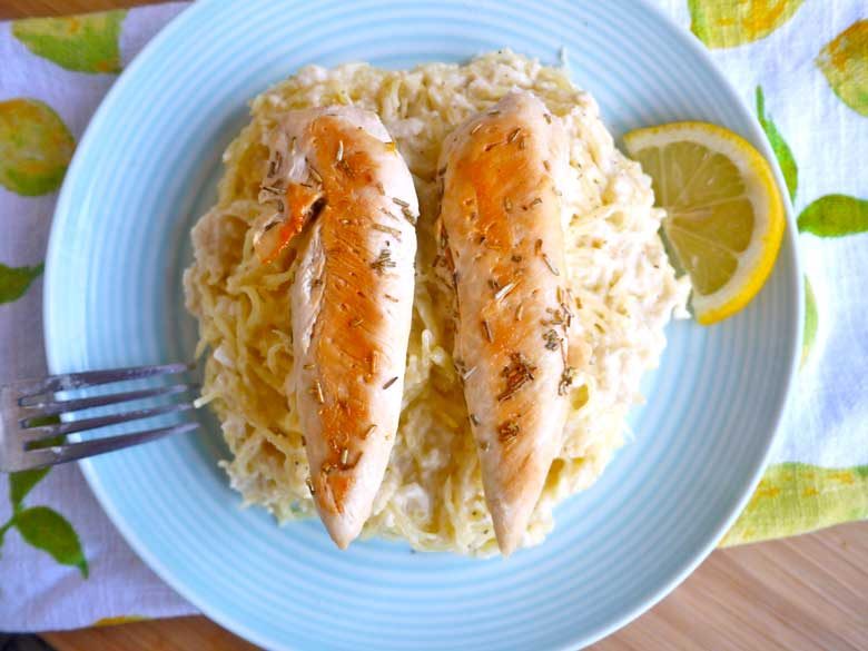 Lemon Alfredo Spaghetti Squash (paleo, GF, dairy-free)