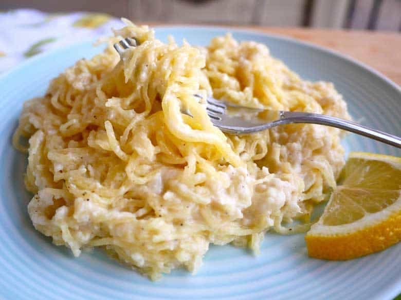 Lemon Alfredo Spaghetti Squash, Paleo, Gluten-free