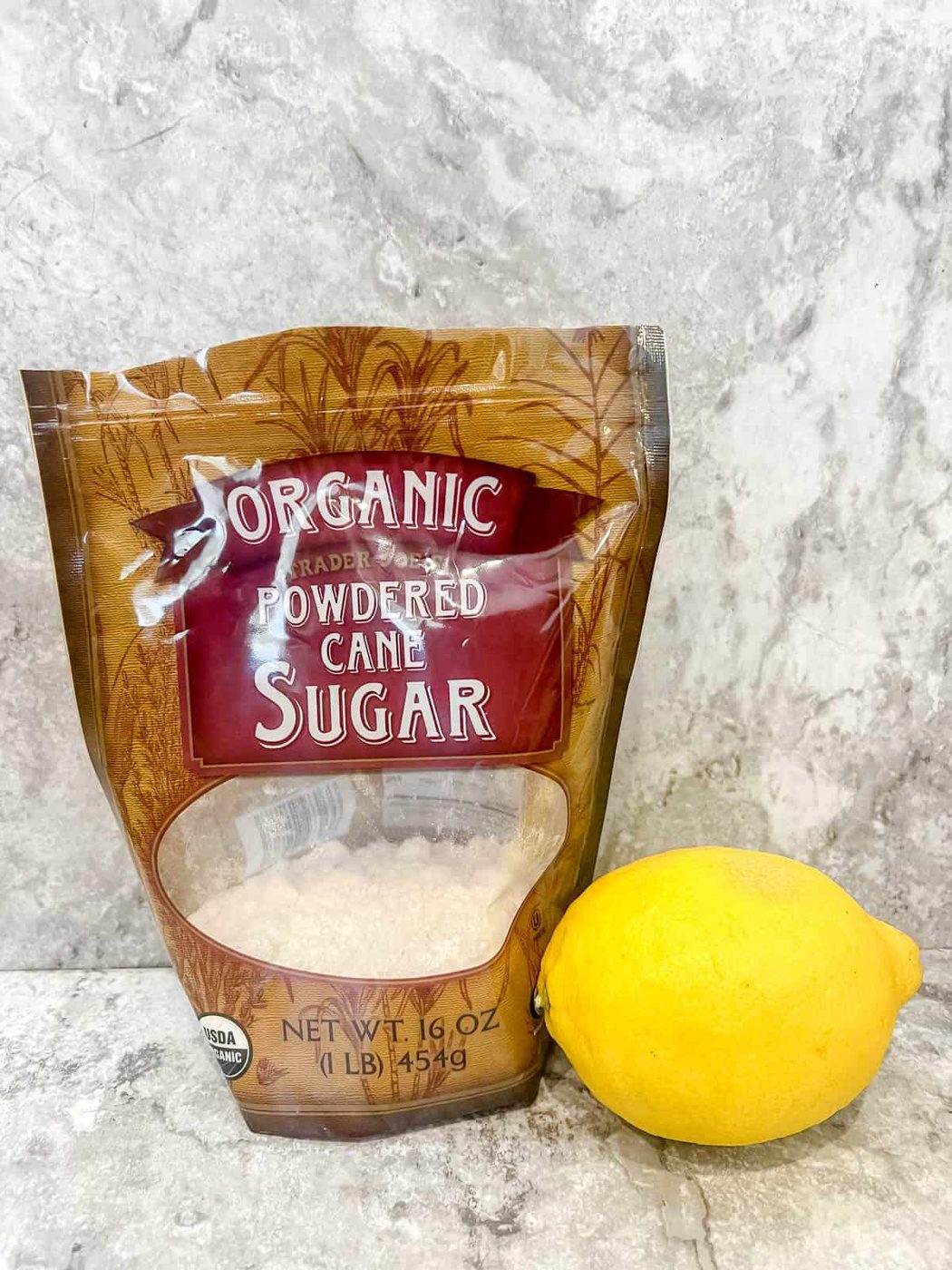 Ingredients needed to make lemon glaze.