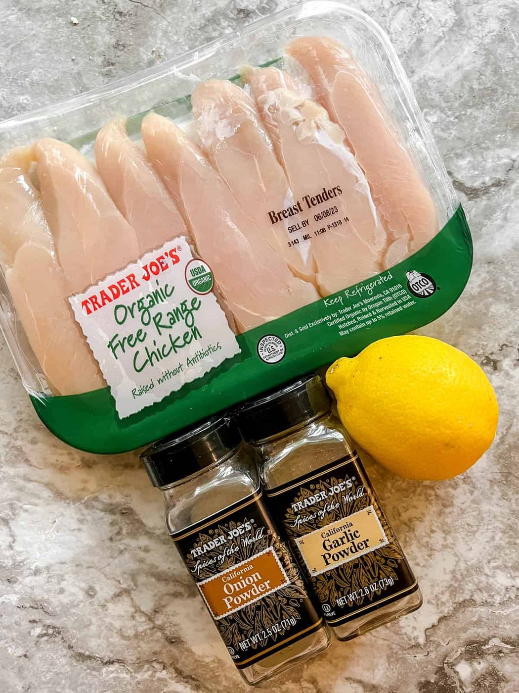 Ingredients needed to make the chicken for this kale cobb salad.