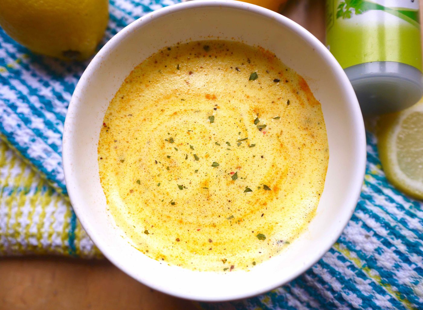 Lemony Turmeric & Pepper Egg Yolk Dressing (paleo, GF)