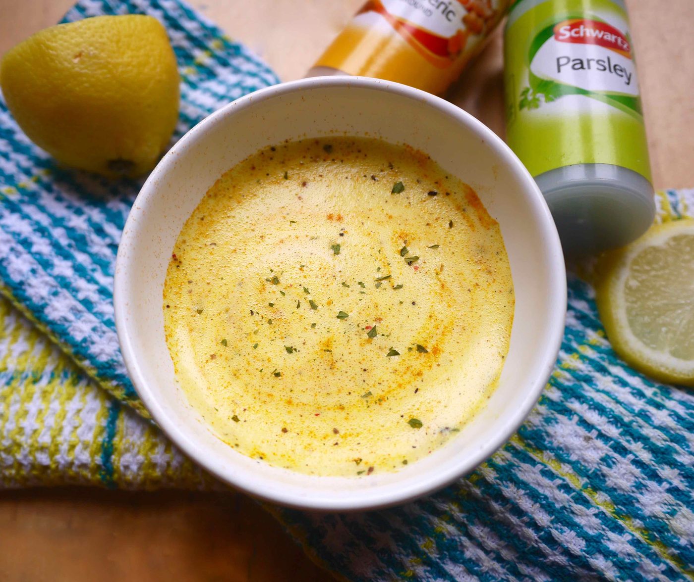 Lemony Turmeric & Pepper Egg Yolk Dressing (paleo, GF)
