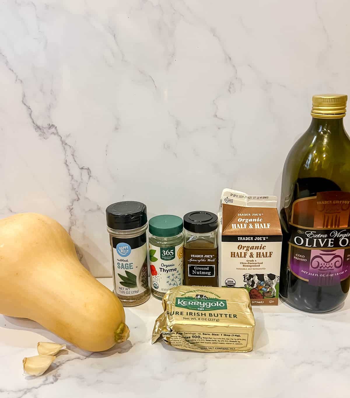 Ingredients needed to make mashed butternut squash.