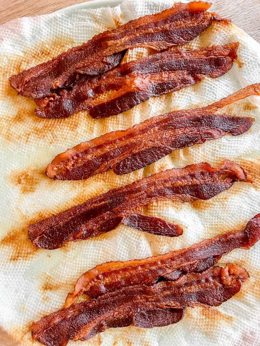 Bacon cooked in the microwave.