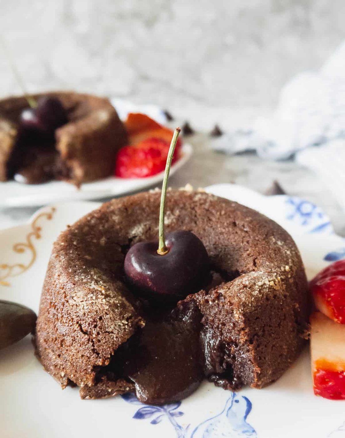 Paleo almond flour molten chocolate lava cakes.