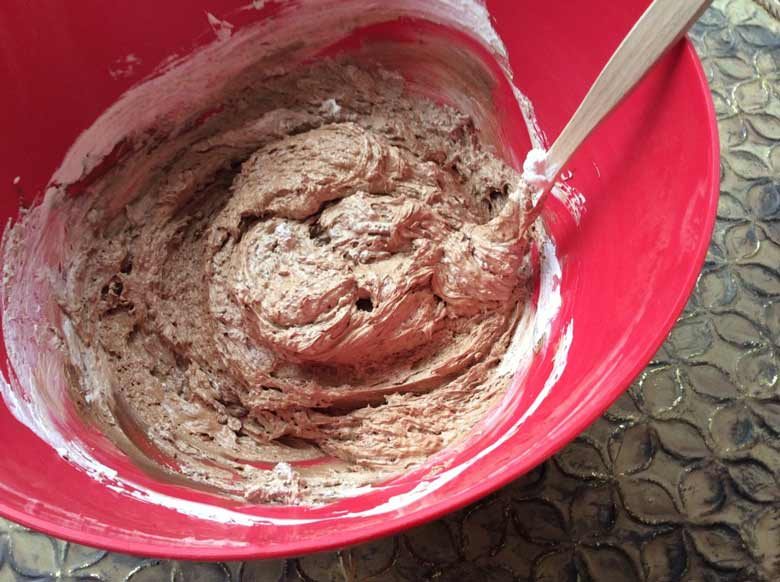 Melted chocolate mixed with coolwhip.