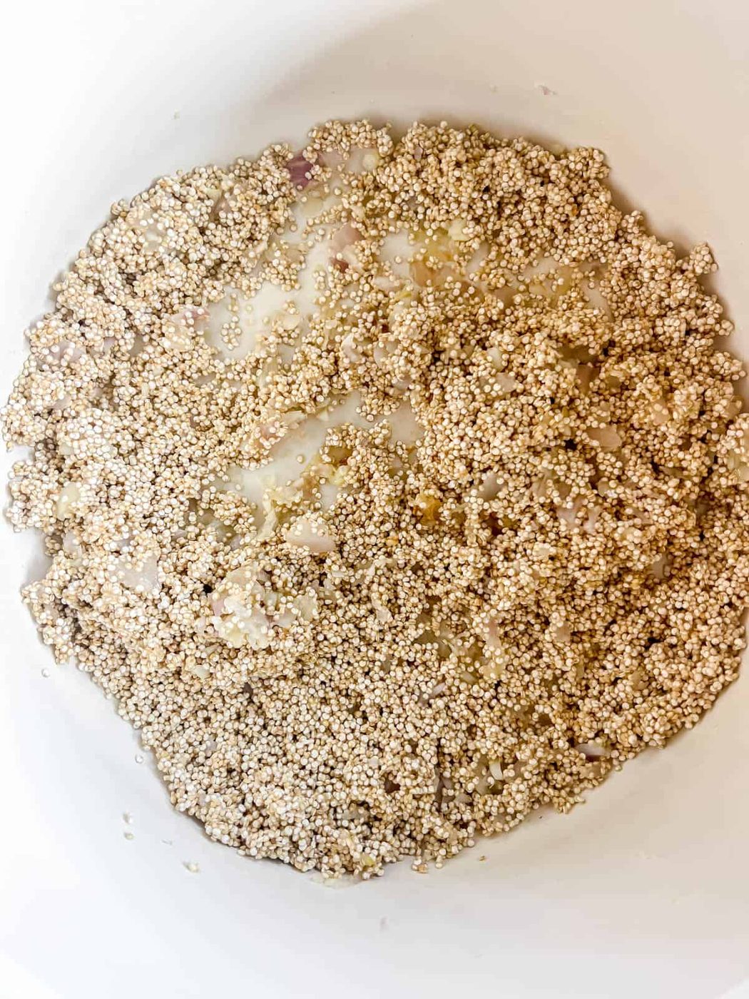 Milk added to the quinoa.