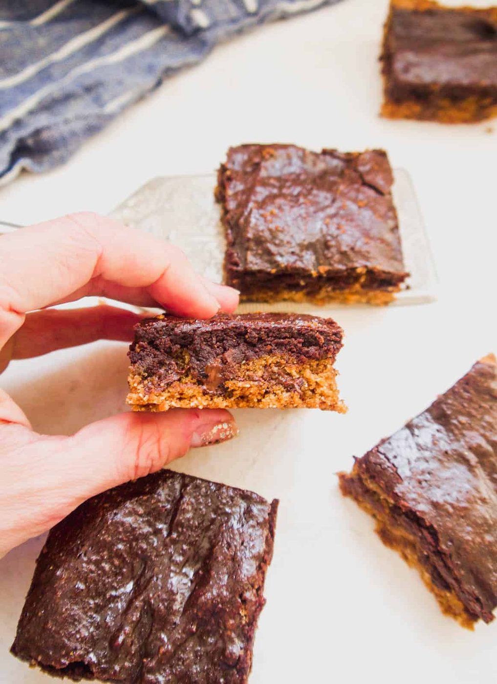 A slice of a lighter brookie recipe.