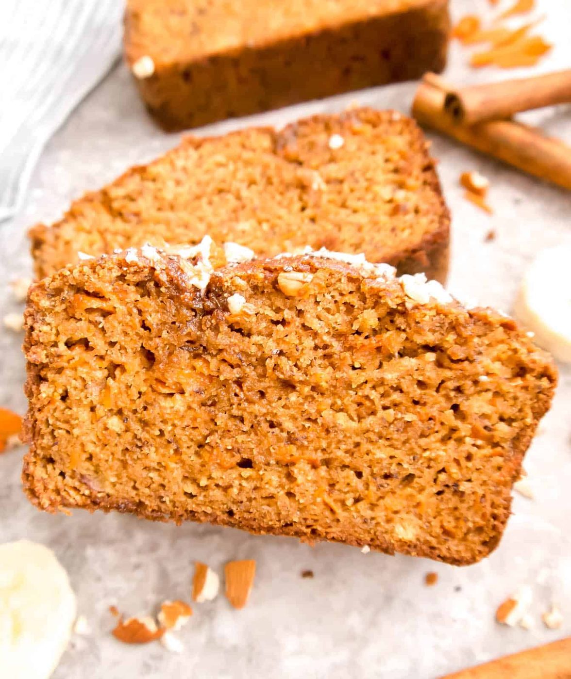 Lighter Carrot Banana Bread, Paleo, Gluten-Free