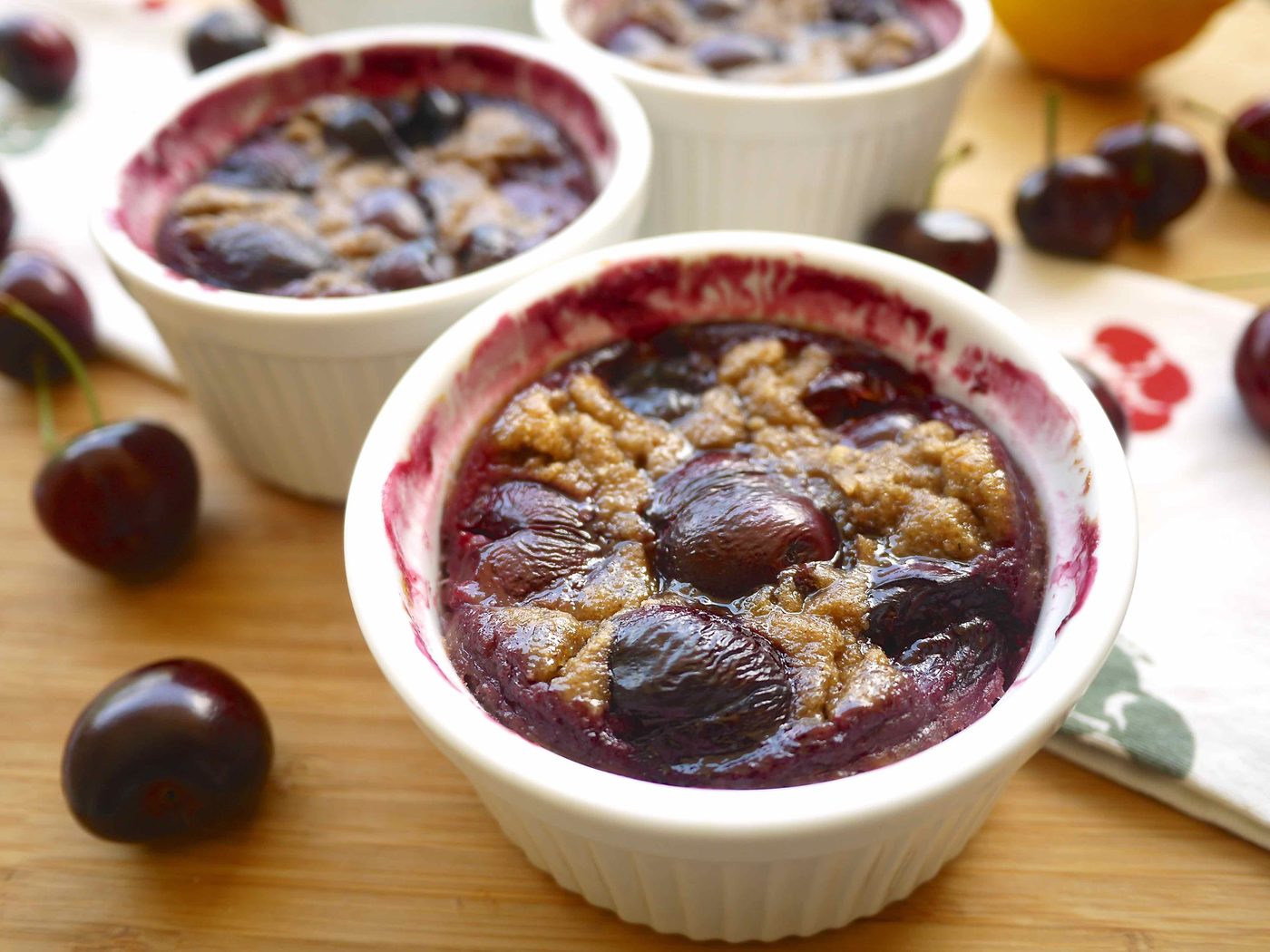 Freshly baked dairy free Cherry Clafoutis.