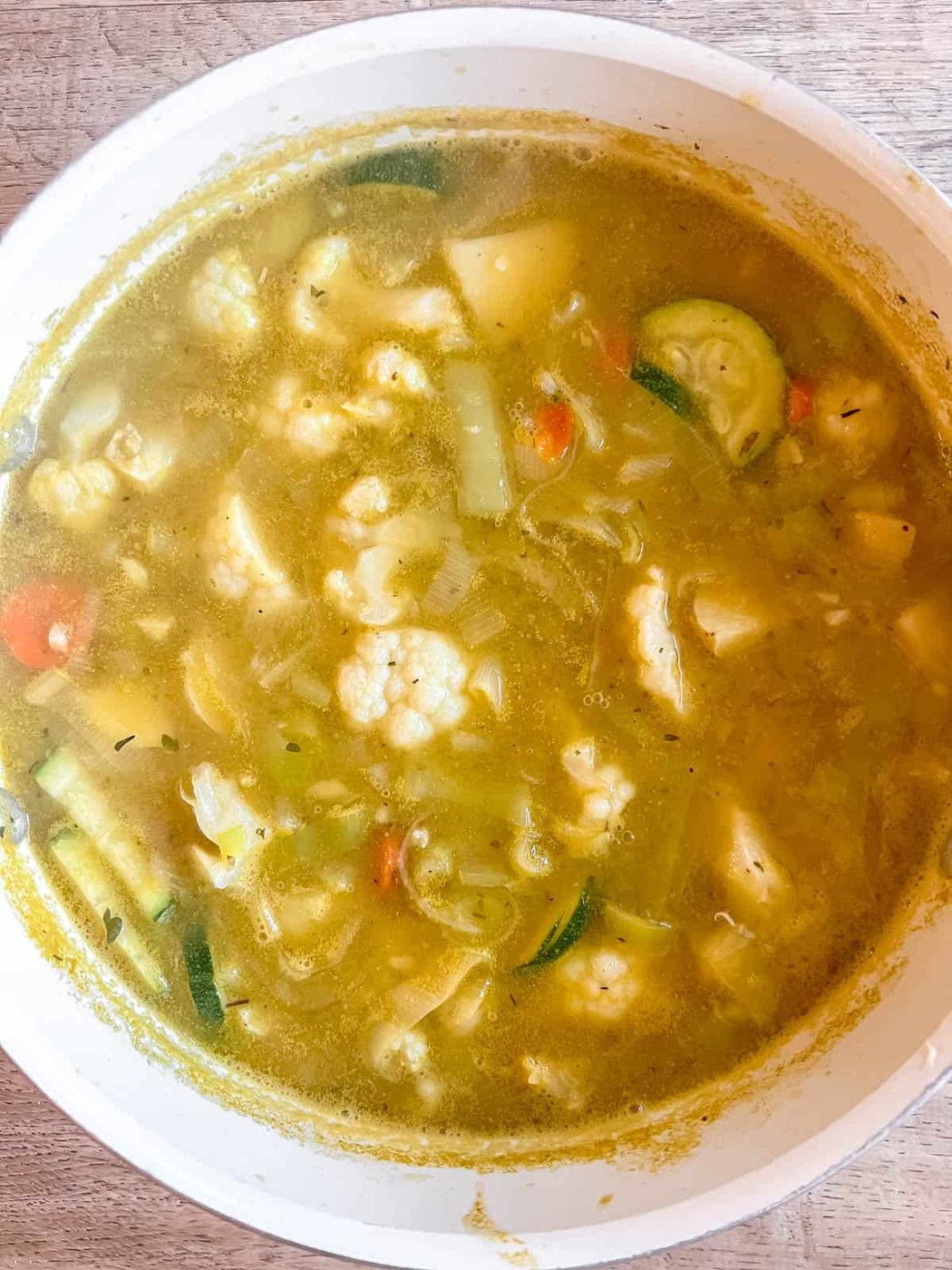 Zucchini added to the soup.