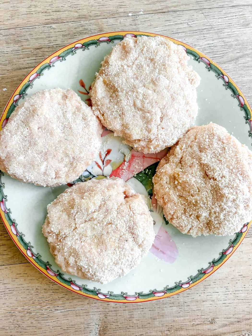 Chicken burgers before cooking.