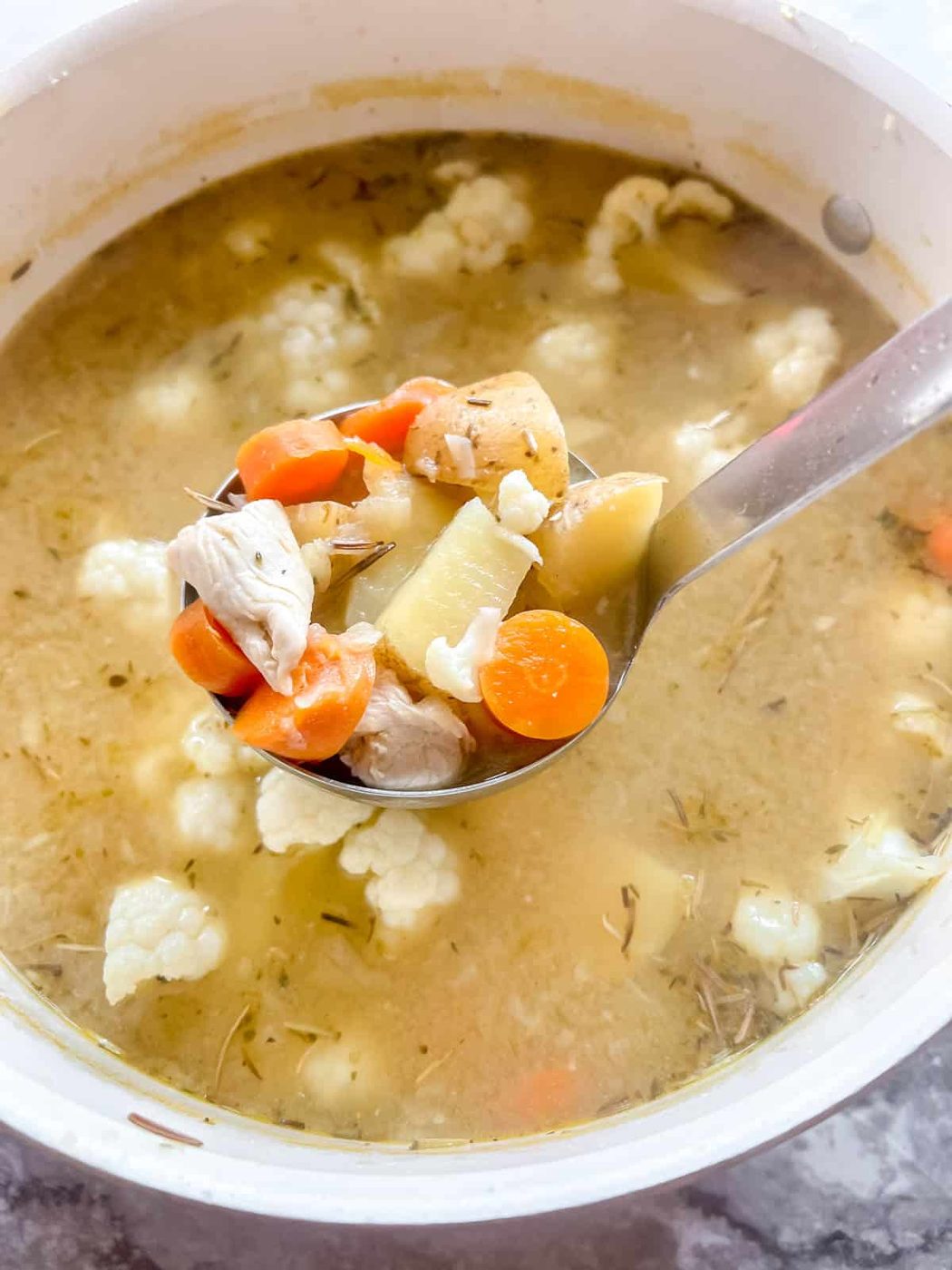 The soup after it has been cooked for 25 minutes and is ready to be eaten.