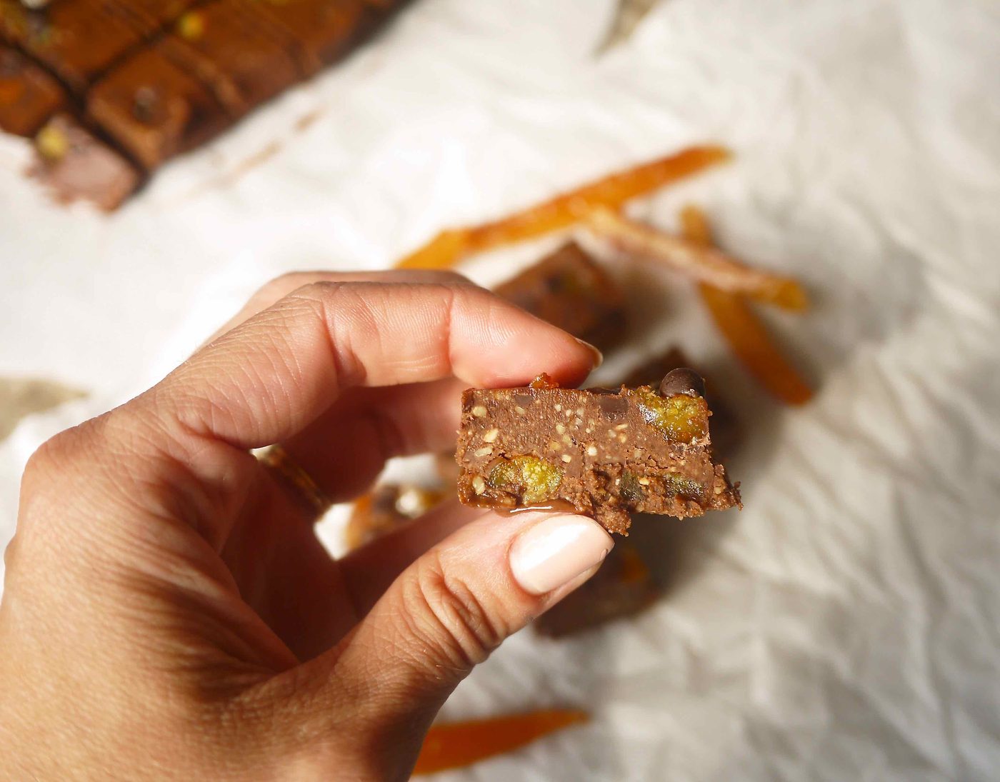 Paleo Chocolate and Candied Orange Peel Freezer Fudge (GF)- sophisticated, flavorful, Paleo dessert