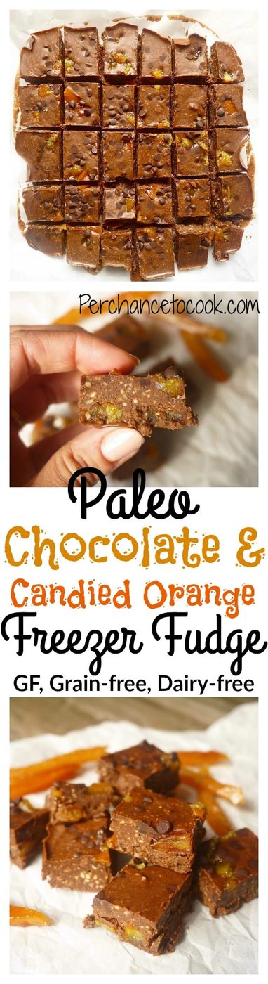 Paleo Chocolate and Candied Orange Peel Freezer Fudge (GF)- sophisticated, flavorful, Paleo dessert