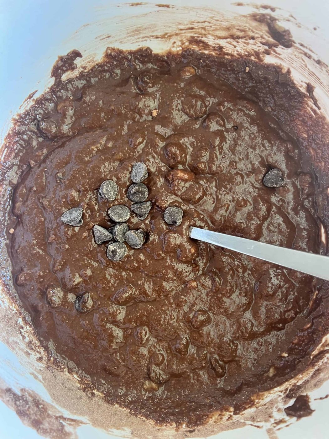 Wet and dry ingredients mixed together.