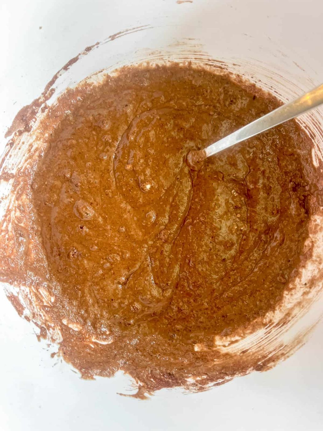 Wet ingredients added to the dry bowl.