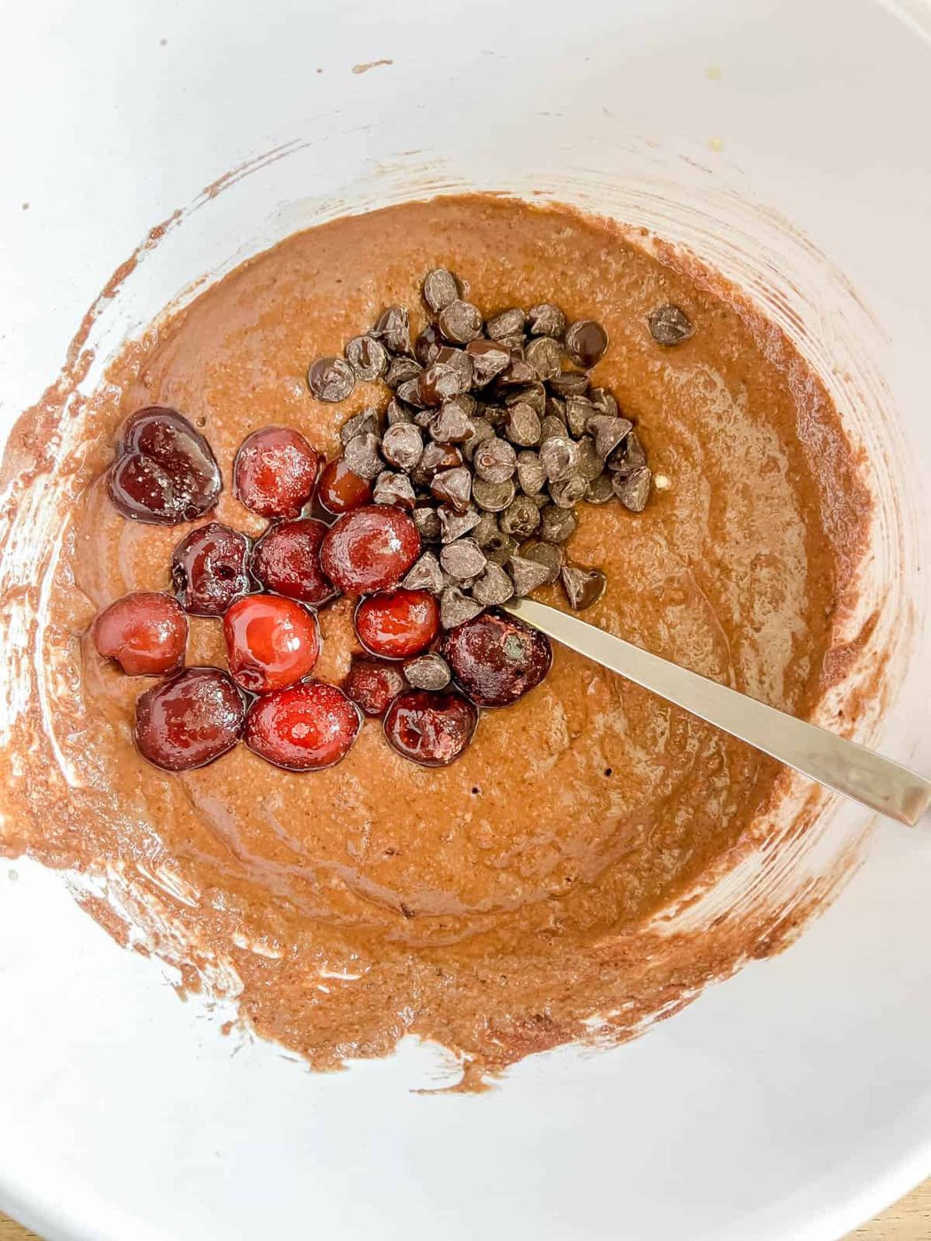 Chocolate chips and cherries added.