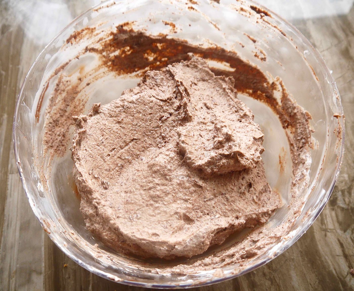 Melted chocolate and coconut cream mixed together.