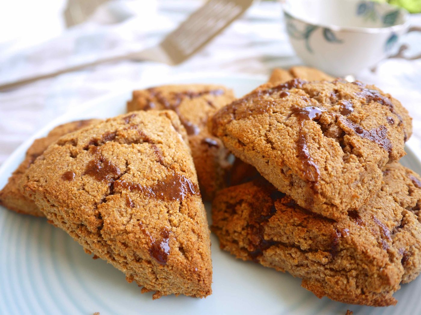 Gluten-free Cinnamon Scones on a plate.