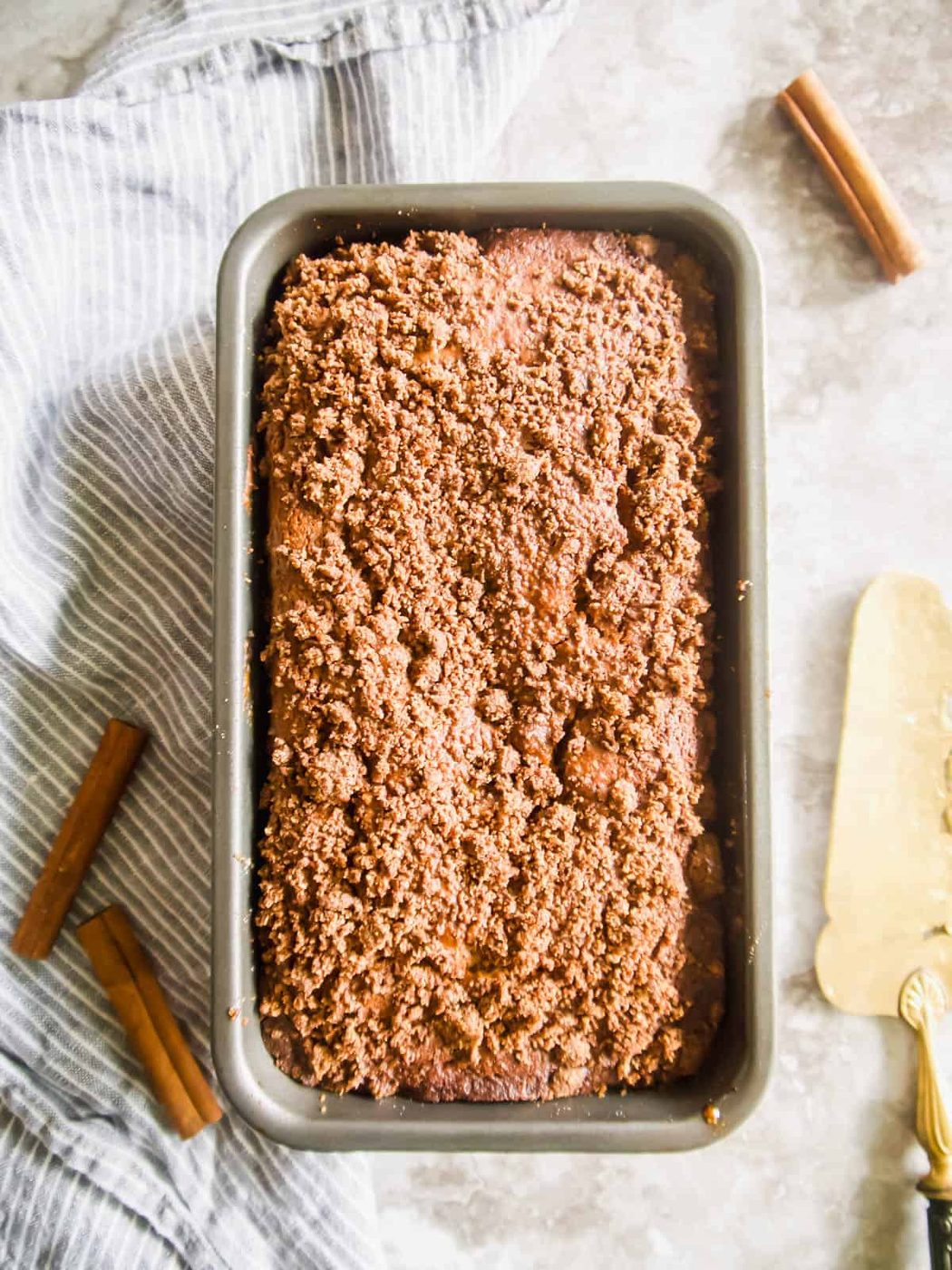 Coffee cake banana bread after baking.