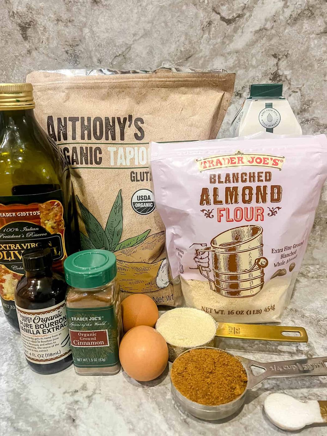 Recipe ingredients needed to make Paleo waffle recipe.