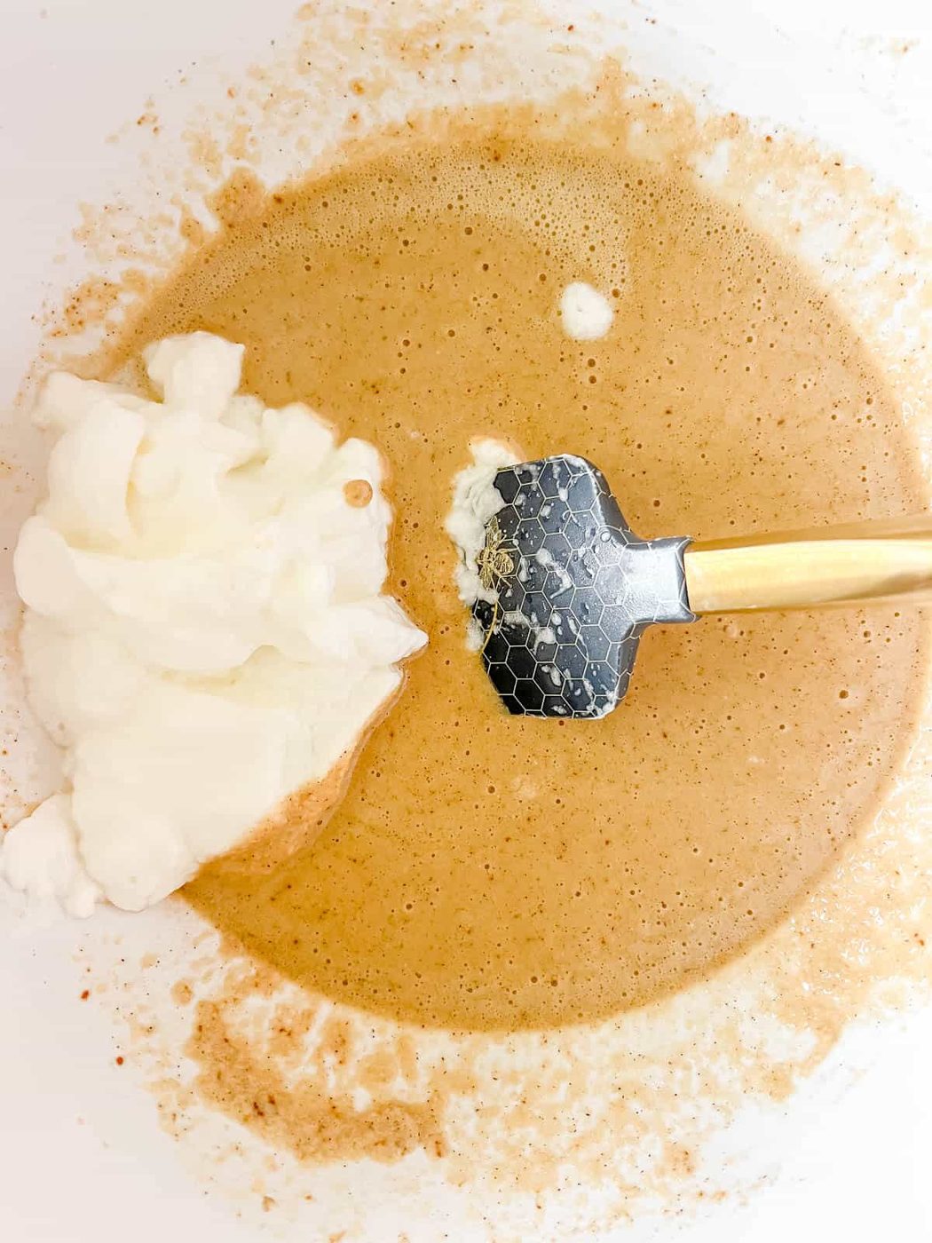 The egg whites added to the batter.