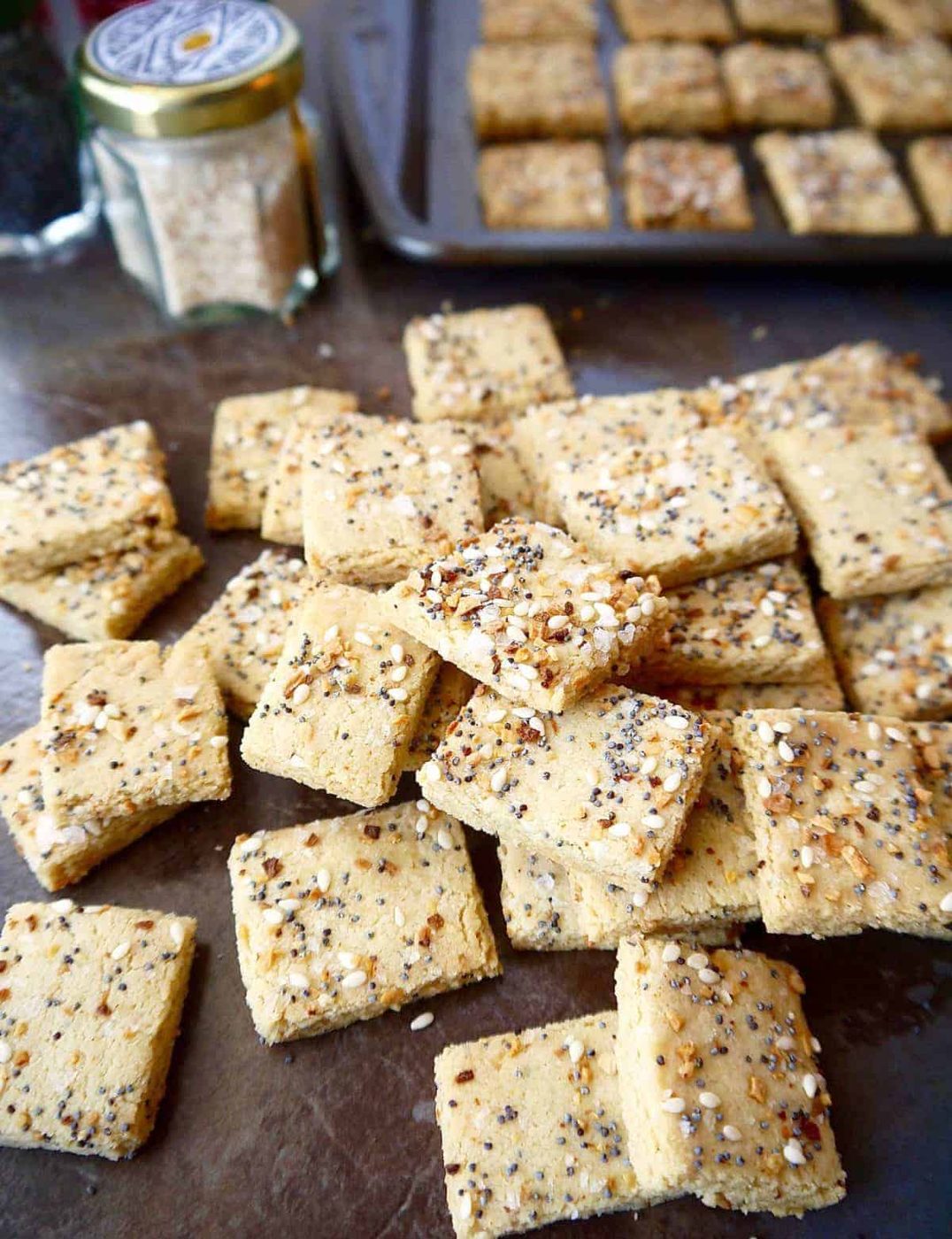 “Everything Bagel” Almond Flour Crackers, Paleo, Whole30, Gluten-free
