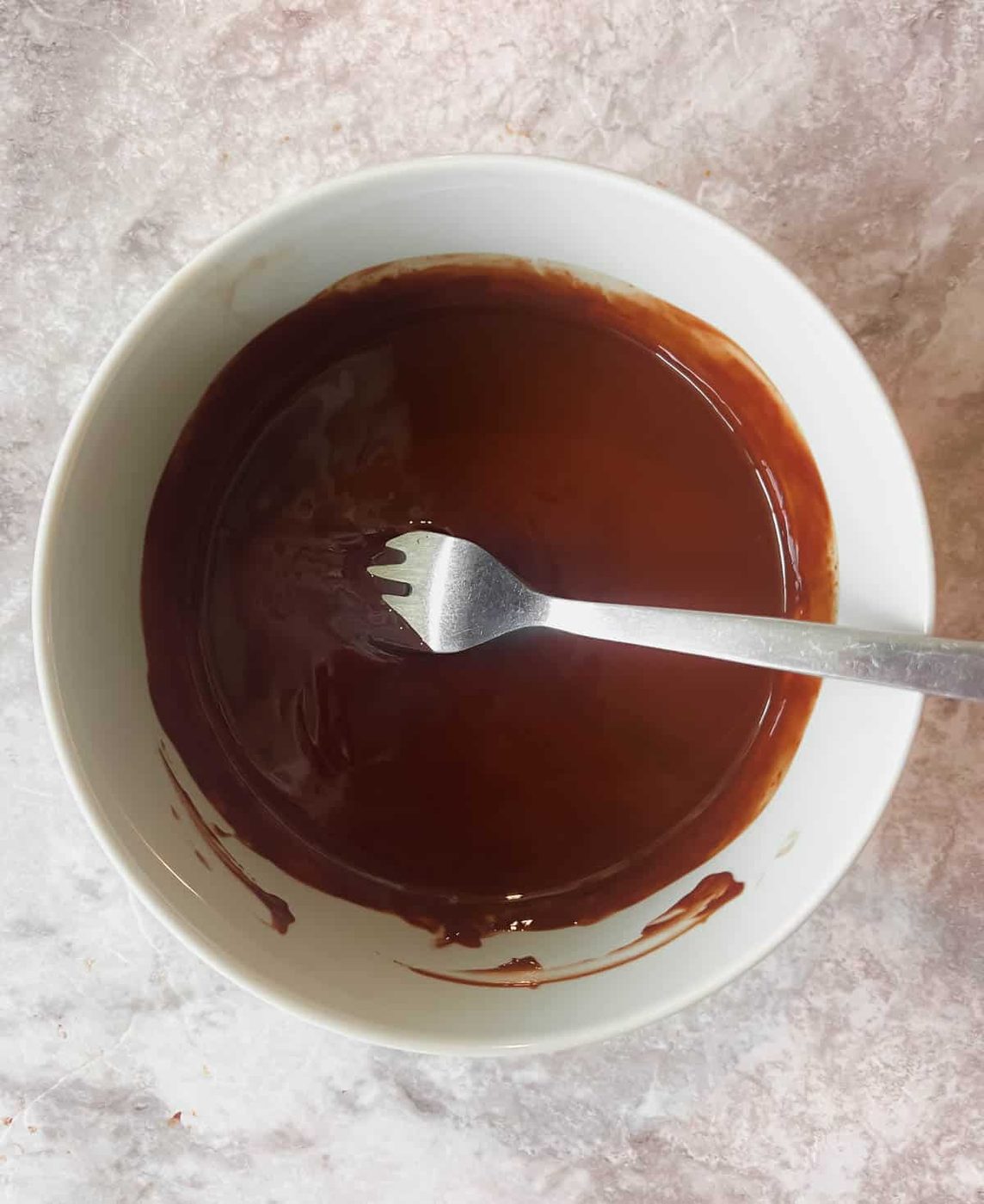Melted chocolate in a bowl.