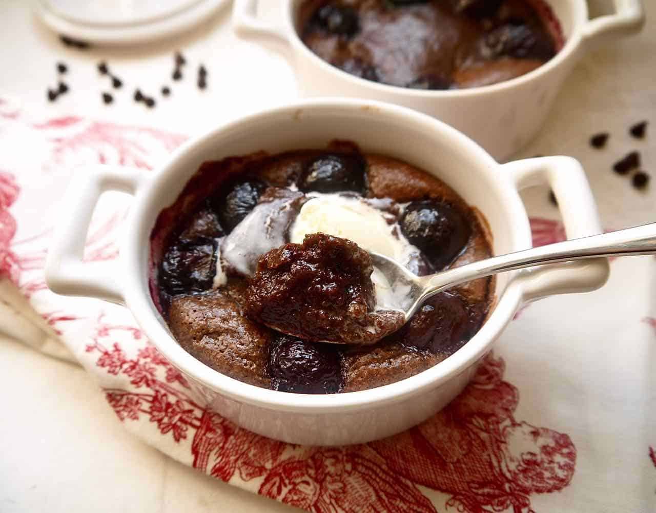 Almond Flour Chocolate Cherry Lava Cakes, Paleo, Gluten-free
