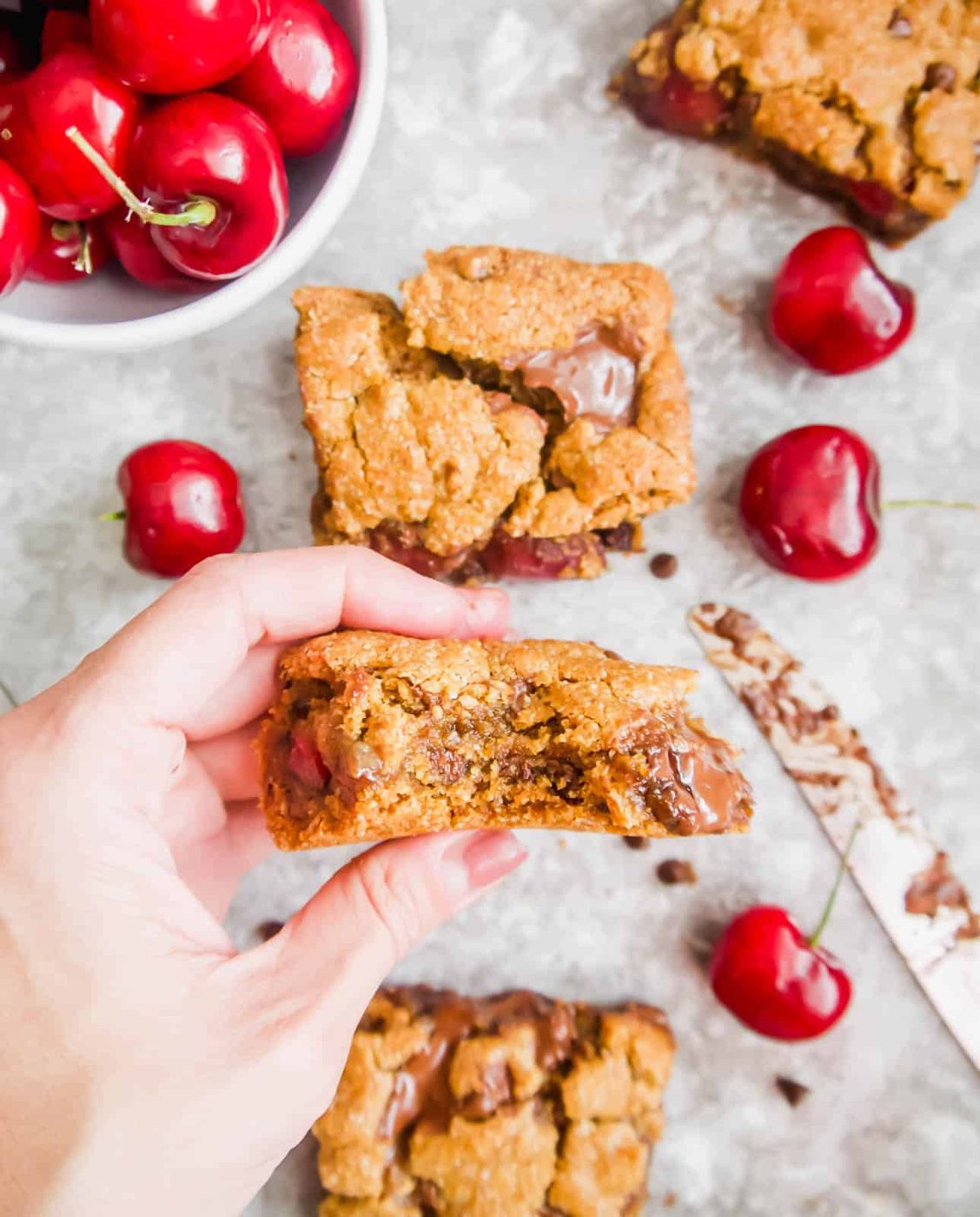 Paleo Gluten-Free Chocolate Chip Cherry Cookie Bars