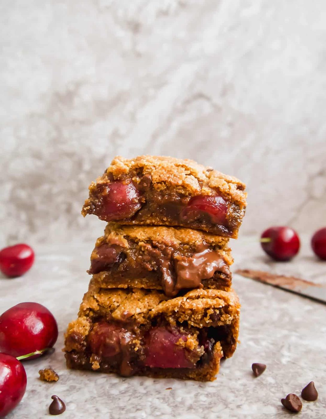 Paleo Gluten-Free Chocolate Chip Cherry Cookie Bars