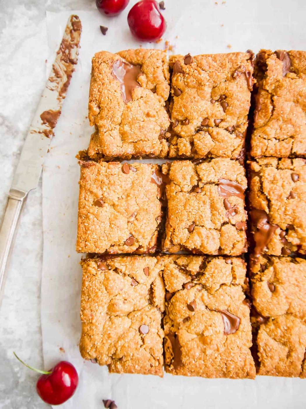 Paleo Gluten-Free Chocolate Chip Cherry Cookie Bars