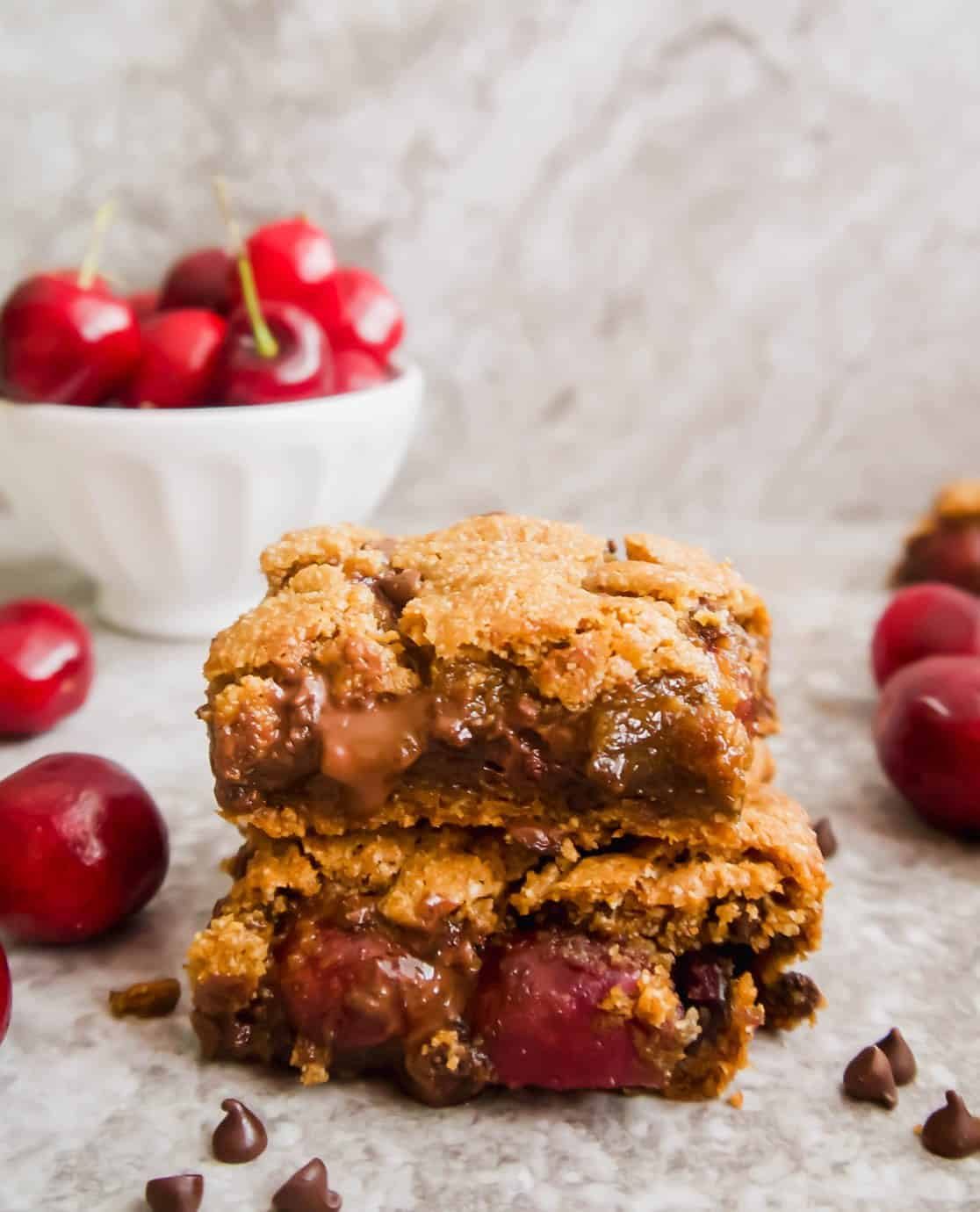 Paleo Gluten-Free Chocolate Chip Cherry Cookie Bars