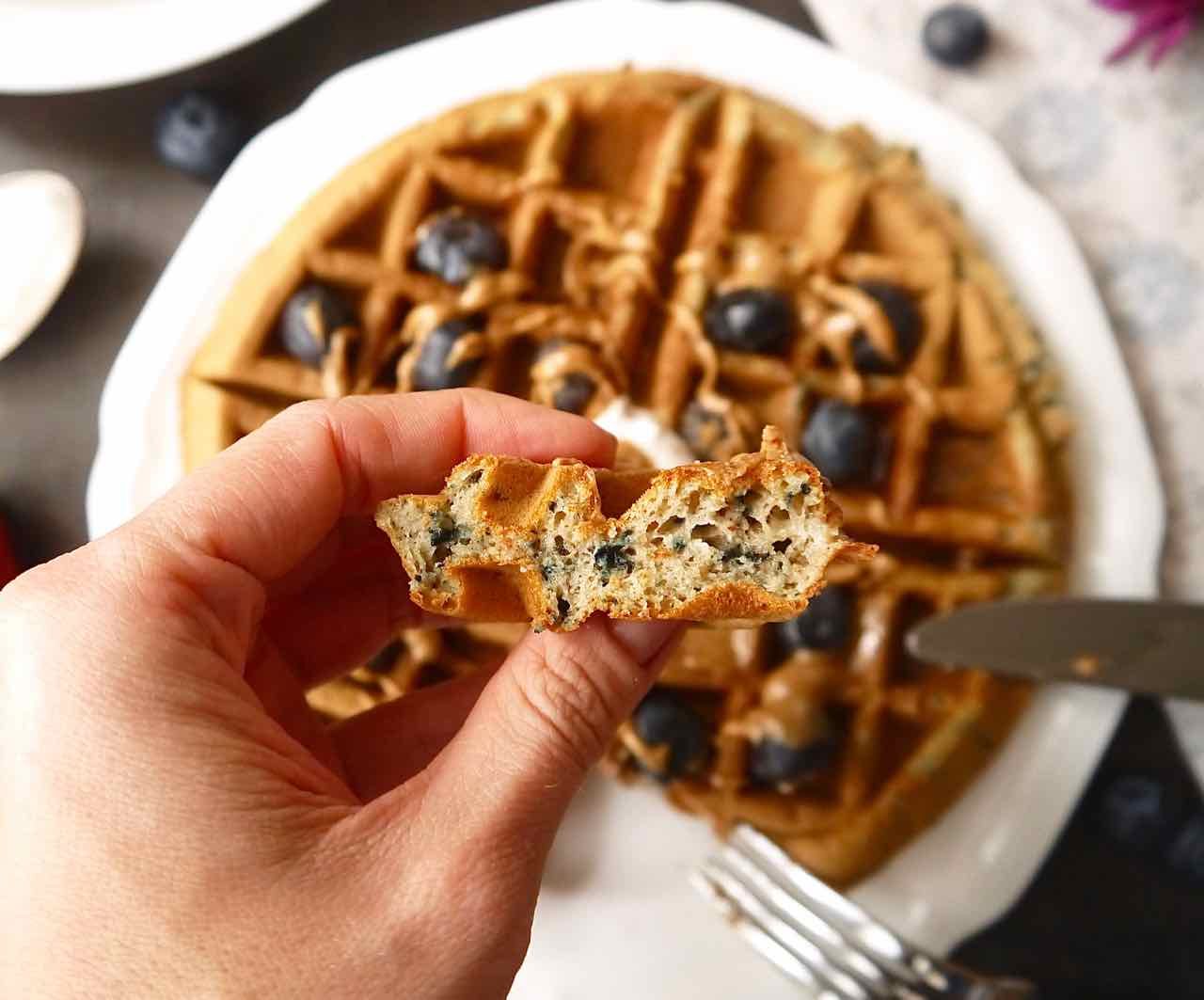 Paleo + Gluten-free Mashed Blueberry Waffles