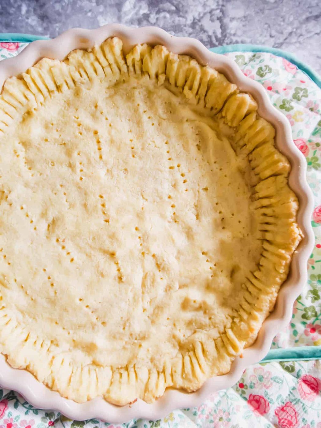 Gluten-free pie crust pre-baked for 10 minutes.